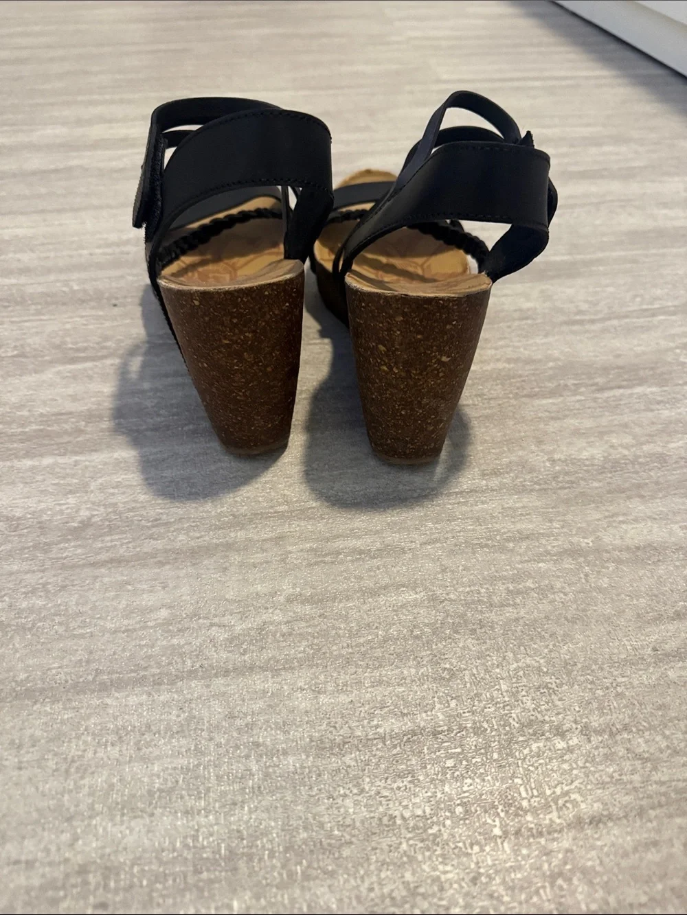 Blowfish Black Strappy Braided Wedge Sandals